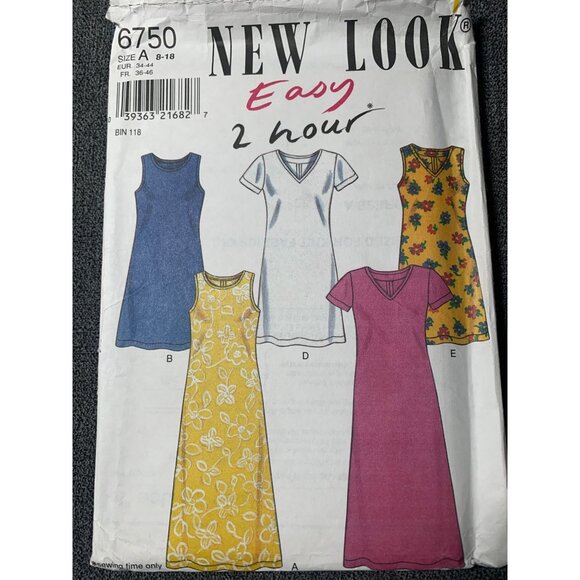 New Look Misses Dress Sewing Pattern sz 8-18 6750 - uncut - Picture 4 of 4